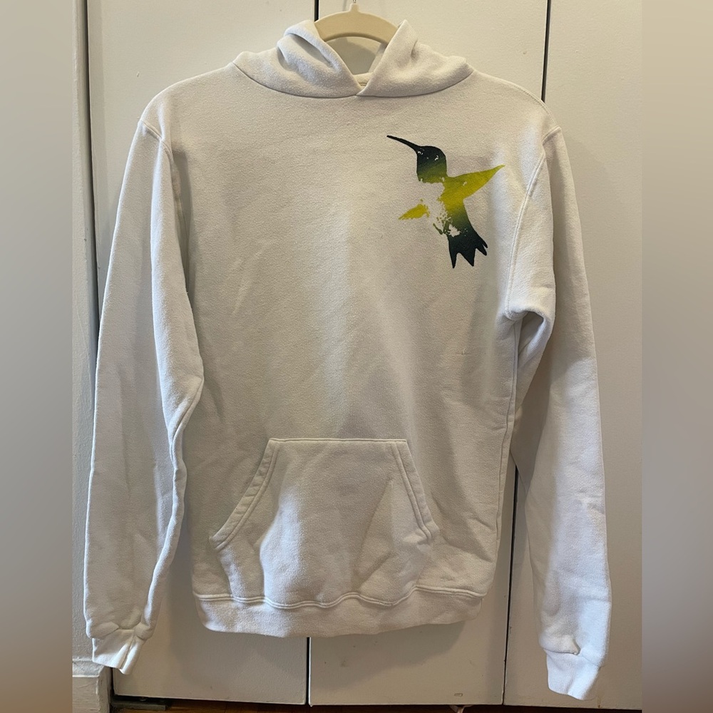 FreeCity hoodie with signature dove on the chest and Life Nature Love on back.